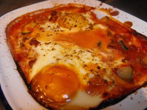 Cooked eggs