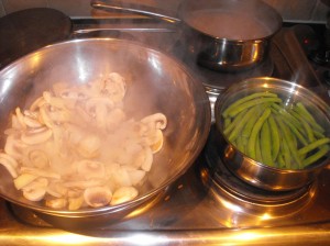 mushrooms and green beans