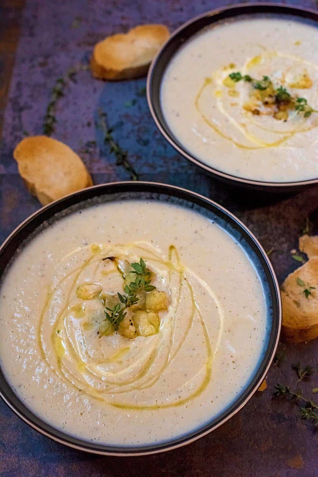 Creamy Roasted Garlic Cauliflower Soup Vegan, Low in Fat and Carbs